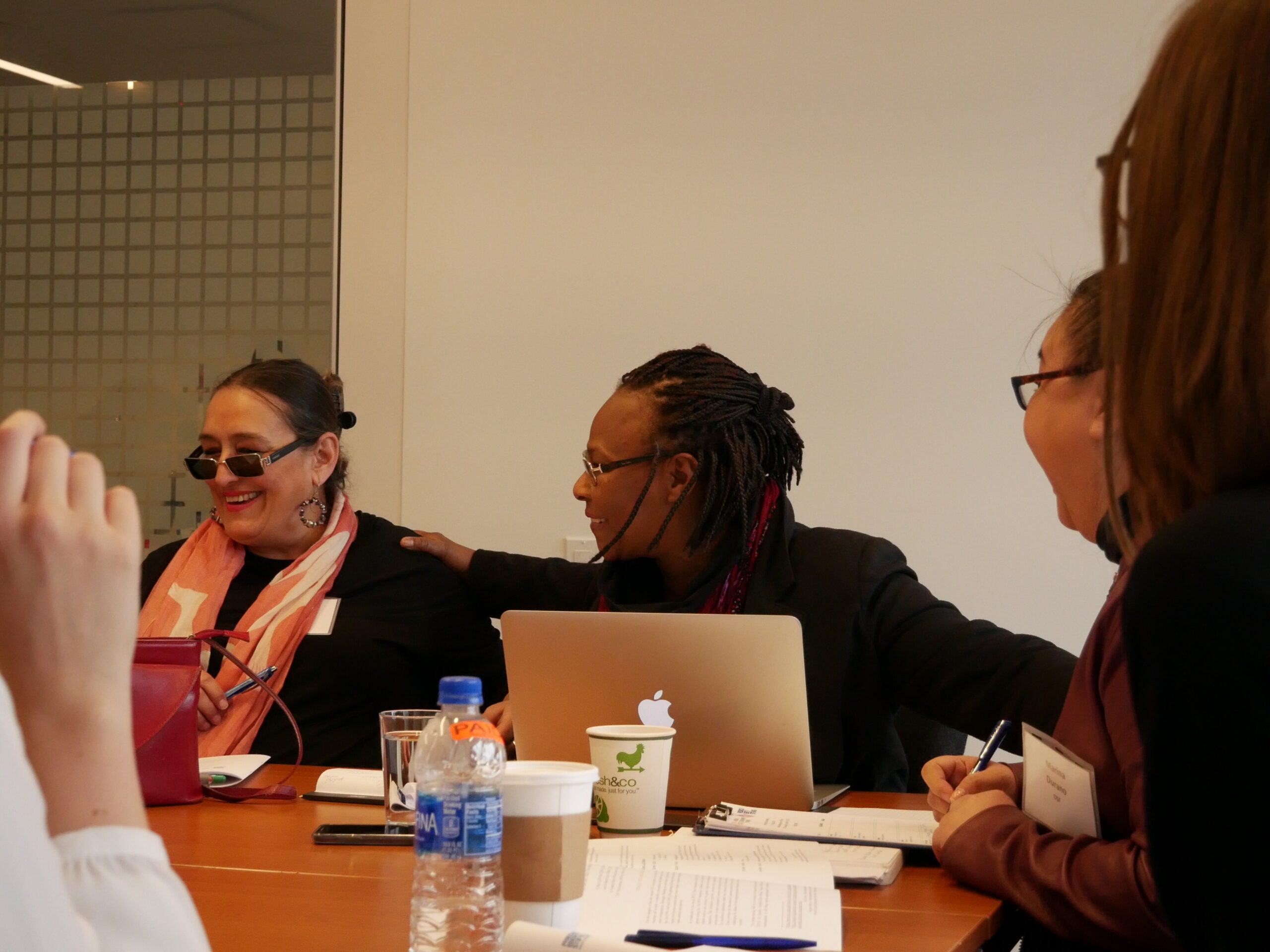 Feminist economists enjoying a light moment at the Innaugural Think Meeting on Gender and Trade in 2018.