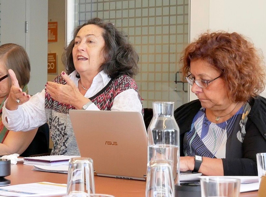 Latin American feminists speaking at the First Strategy Meeting of the Gender and Trade Coalition in 2019.