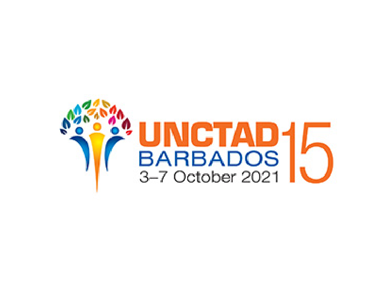 Logo displaying the United Nations Conference on Trade and Development’s 15th Quadrennial Conference in Barbados.