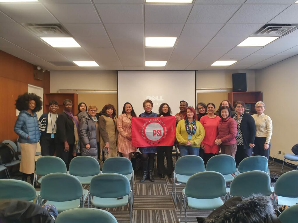 Panelists and audience in a group photo after an event on 'Leveraging e-commerce marketplaces for women’s empowerment' during the 67th UN Commission on the Status of Women.